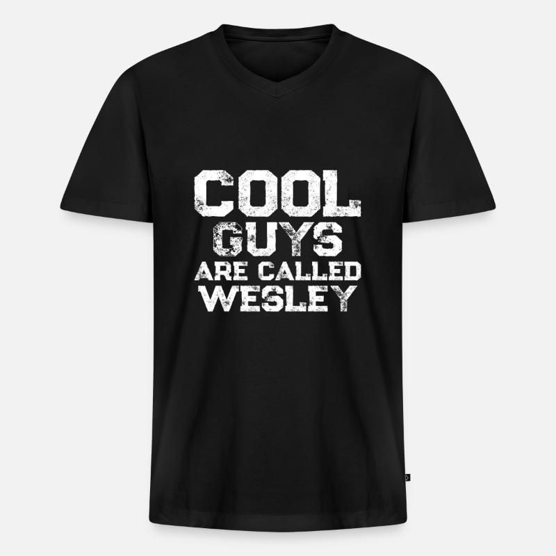 Cool guys are called Wesley - Männer Premium Bio T-Shirt mit V-Ausschnitt - Schwarz