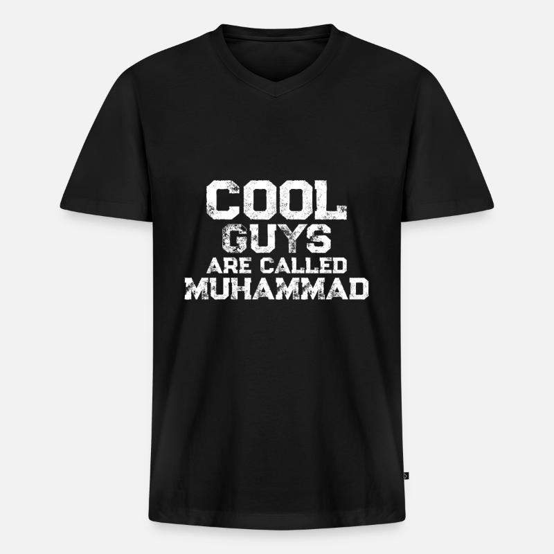 Cool guys are called Muhammad - Männer Premium Bio T-Shirt mit V-Ausschnitt - Schwarz