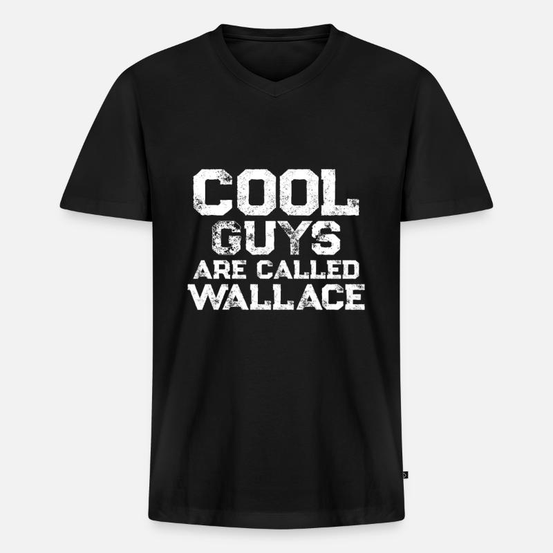 Cool guys are called Wallace - Männer Premium Bio T-Shirt mit V-Ausschnitt - Schwarz