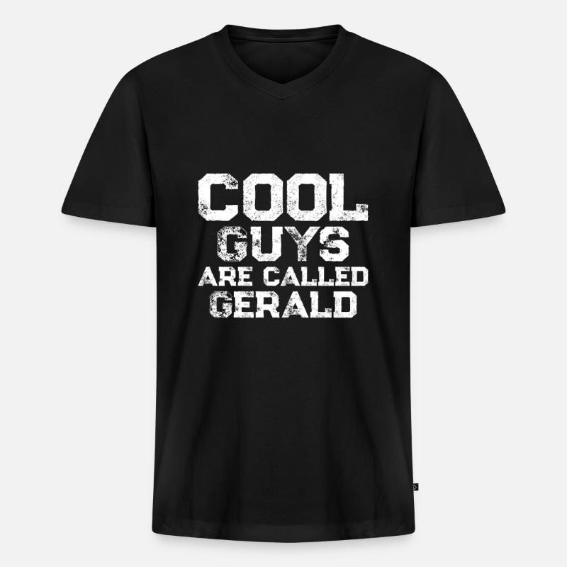 Cool guys are called Gerald - Männer Premium Bio T-Shirt mit V-Ausschnitt - Schwarz