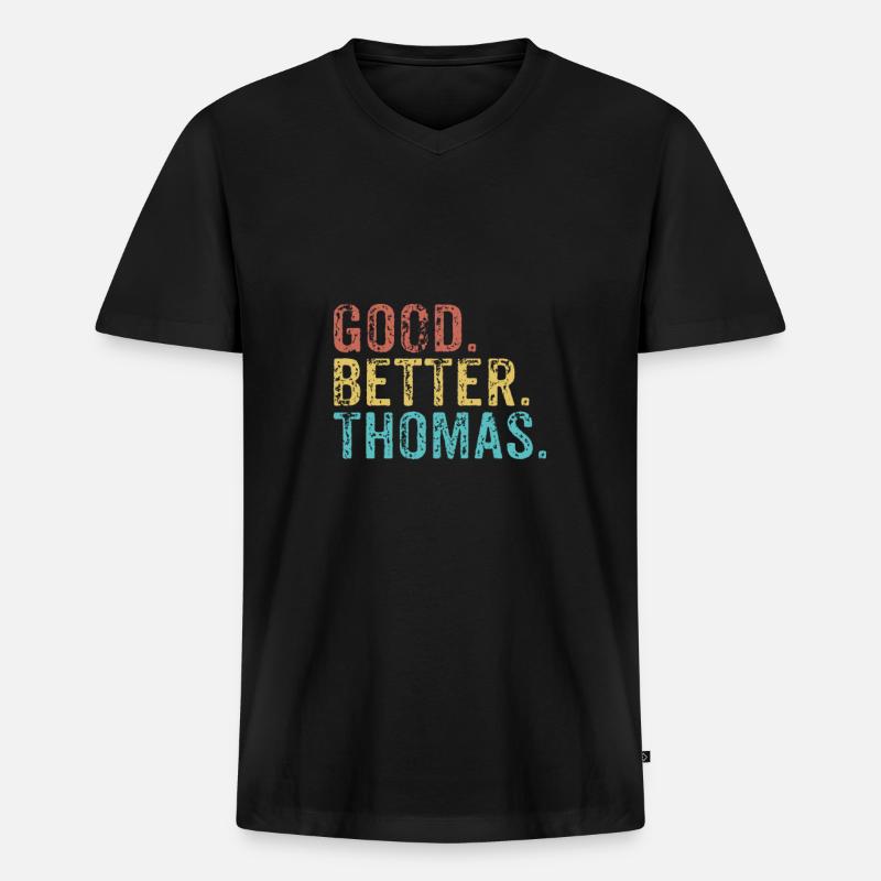 Good better Thomas - Männer Premium Bio T-Shirt mit V-Ausschnitt - Schwarz