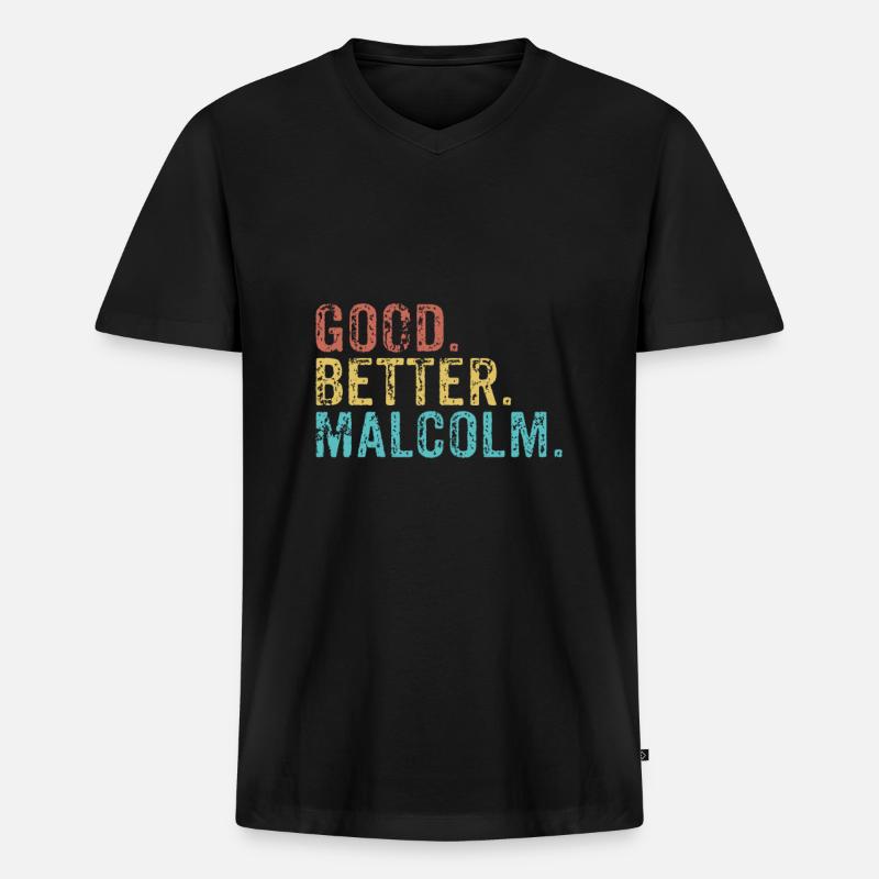 Cool guys are called malcolm - Männer Premium Bio T-Shirt mit V-Ausschnitt - Schwarz