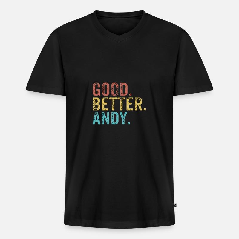 Good better Andy - Männer Premium Bio T-Shirt mit V-Ausschnitt - Schwarz