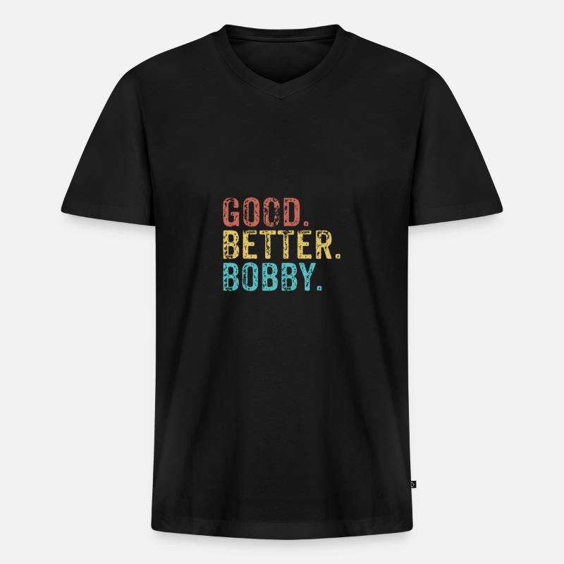 Good better Bobby - Männer Premium Bio T-Shirt mit V-Ausschnitt - Schwarz