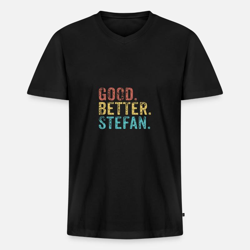 Good better Stefan - Männer Premium Bio T-Shirt mit V-Ausschnitt - Schwarz
