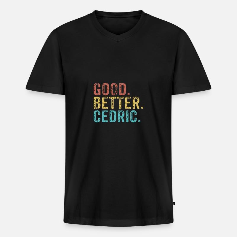 Cool guys are called Cedric - Männer Premium Bio T-Shirt mit V-Ausschnitt - Schwarz