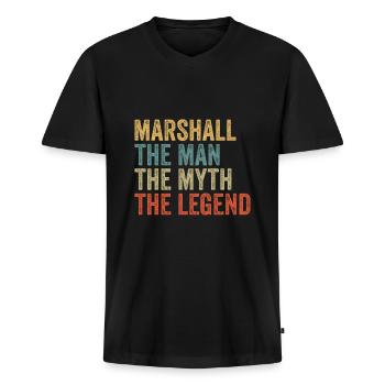 Marshall the man the myth - Men's Premium Organic T-shirt with V-neck - black - Front - Nico (187cm)