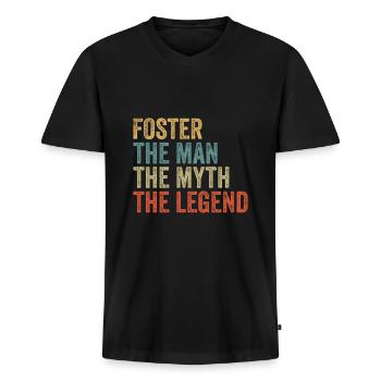 Foster the man the myth - Men's Premium Organic T-shirt with V-neck - black - Front - Nico (187cm)