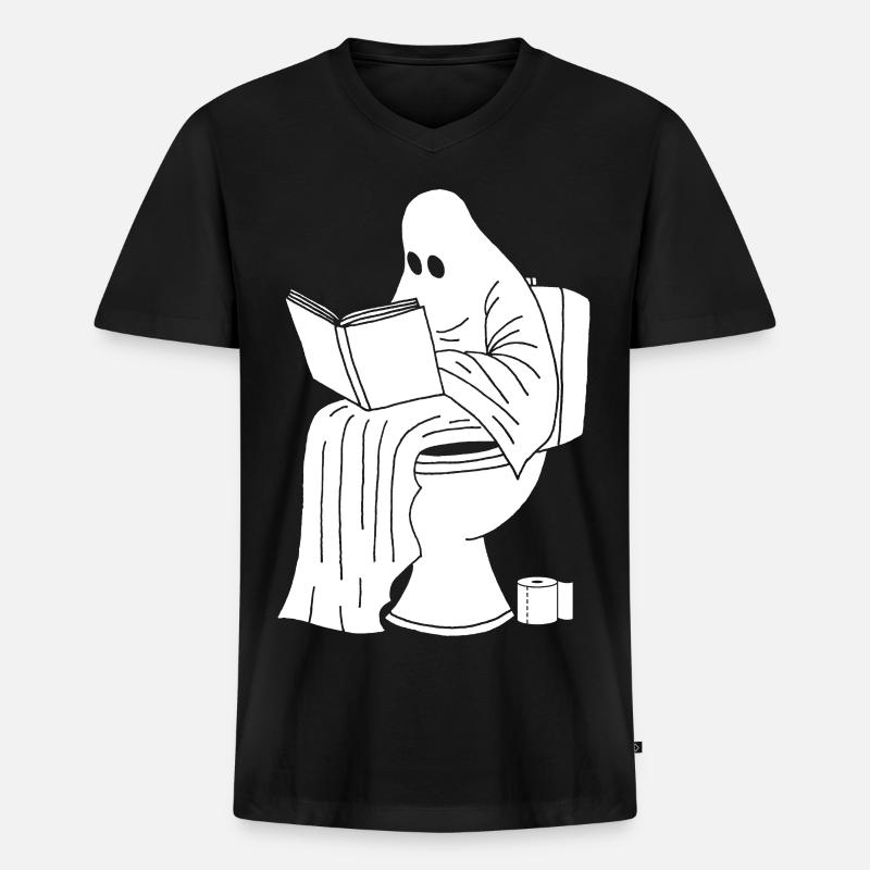 Die Geisterpause - Männer Premium Bio T-Shirt mit V-Ausschnitt - Schwarz