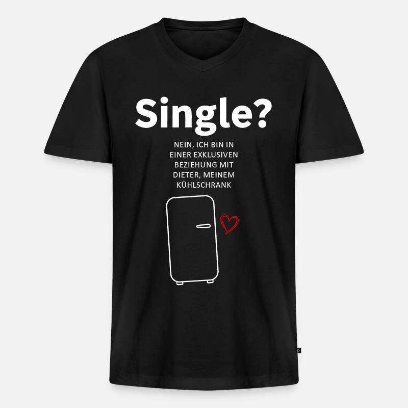 Kühlschrankliebe Beziehungswitz - Männer Premium Bio T-Shirt mit V-Ausschnitt - Schwarz