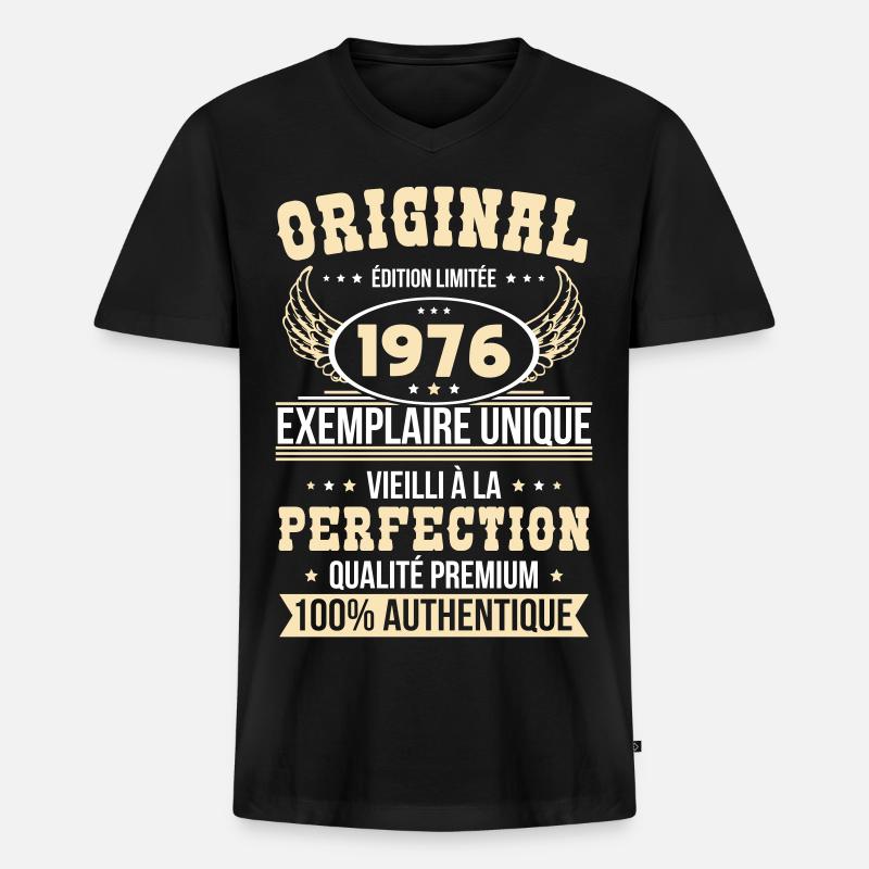 1976 – Unique example – Premium quality - Men's Premium Organic T-shirt with V-neck - black