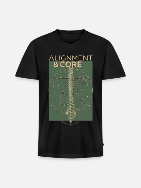 Geometrische Wirbelsaeule - Männer Premium Bio T-Shirt mit V-Ausschnitt - Schwarz