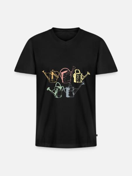 GARTEN GIEßKANNE GÄRTNER - Männer Premium Bio T-Shirt mit V-Ausschnitt - Schwarz