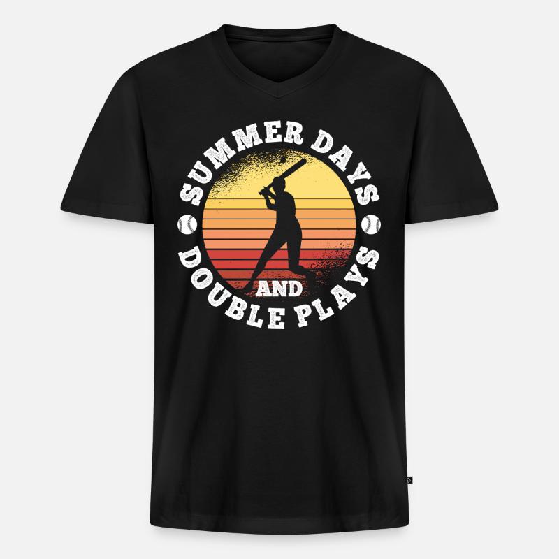 Baseball - Männer Premium Bio T-Shirt mit V-Ausschnitt - Schwarz