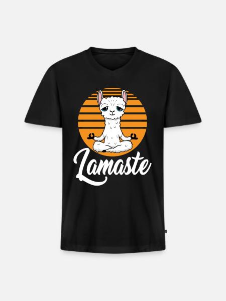 Lamaste Lama Yoga - T-shirt encolure en V Premium bio Homme - noir