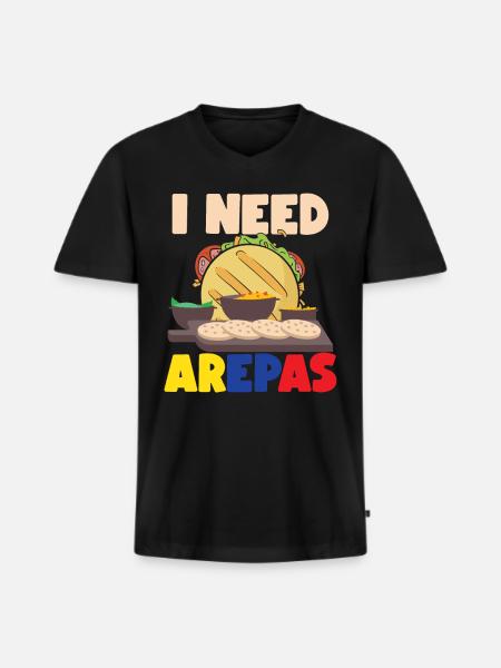 Funny Arepa Colombia - Men's Premium Organic T-shirt with V-neck - black