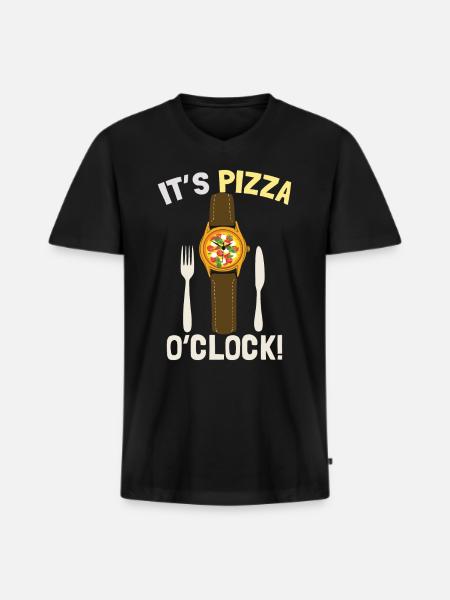 It's Pizza O'Clock - Men's Premium Organic T-shirt with V-neck - black