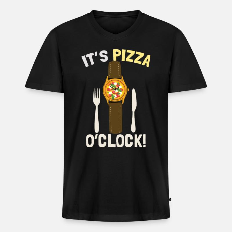 C’est Pizza O’Clock - T-shirt encolure en V Premium bio Homme - noir