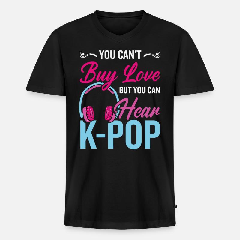 Liebe K-Pop - Männer Premium Bio T-Shirt mit V-Ausschnitt - Schwarz