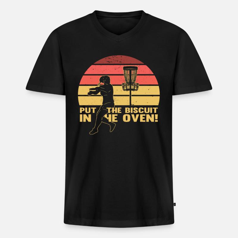 Frisbee Player | Disc Golf - Männer Premium Bio T-Shirt mit V-Ausschnitt - Schwarz