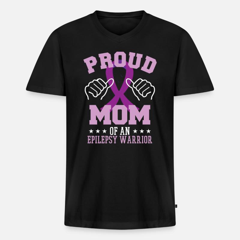 Mutter eines Epilepsie-Kriegers - Männer Premium Bio T-Shirt mit V-Ausschnitt - Schwarz