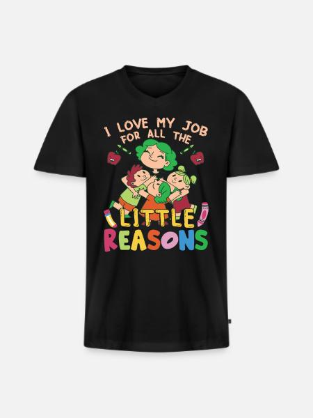 Jeg elsker mit job af alle de små grunde - Premium økologisk T-shirt med V-hals til mænd - sort