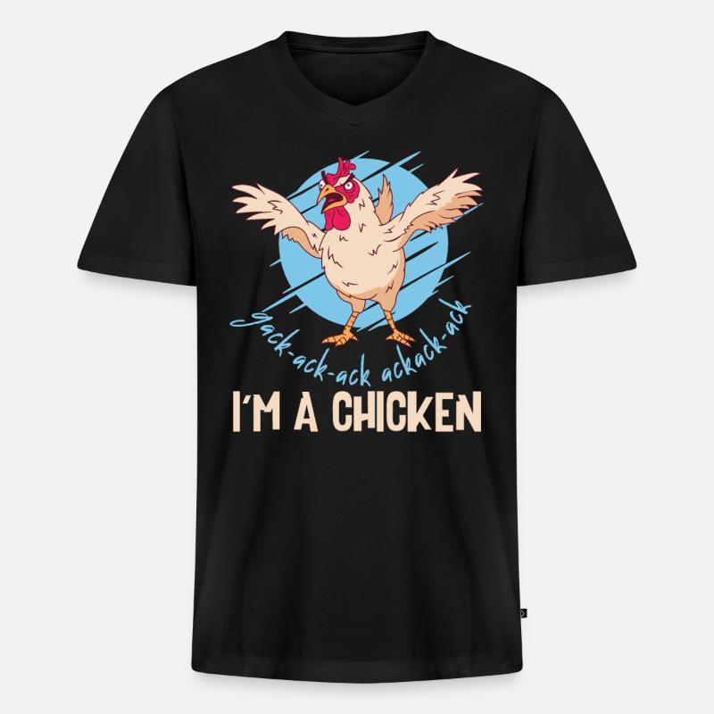 Ich bin ein Huhn - Männer Premium Bio T-Shirt mit V-Ausschnitt - Schwarz