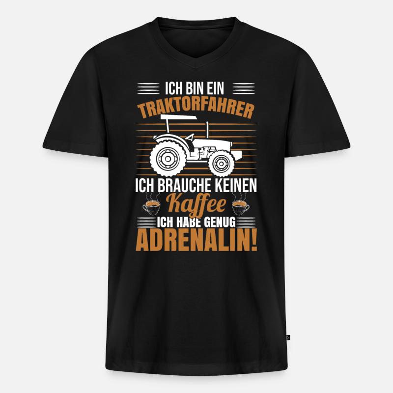 Ich Bin Ein Traktorfahrer - Männer Premium Bio T-Shirt mit V-Ausschnitt - Schwarz