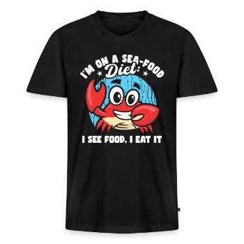 Ich bin auf einer Meeresfrüchte-Diät lustige Papa-Witze-Kreuzfahrt - Männer Premium Bio T-Shirt mit V-Ausschnitt - Schwarz - Vorne - Nico (187cm)