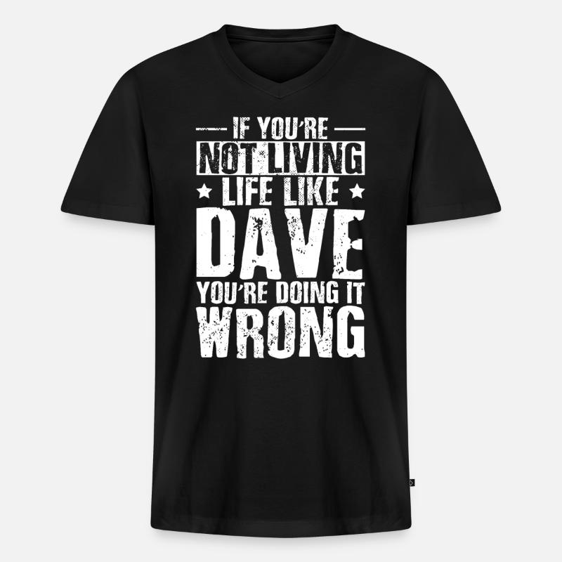 Lustiger Dave - Männer Premium Bio T-Shirt mit V-Ausschnitt - Schwarz