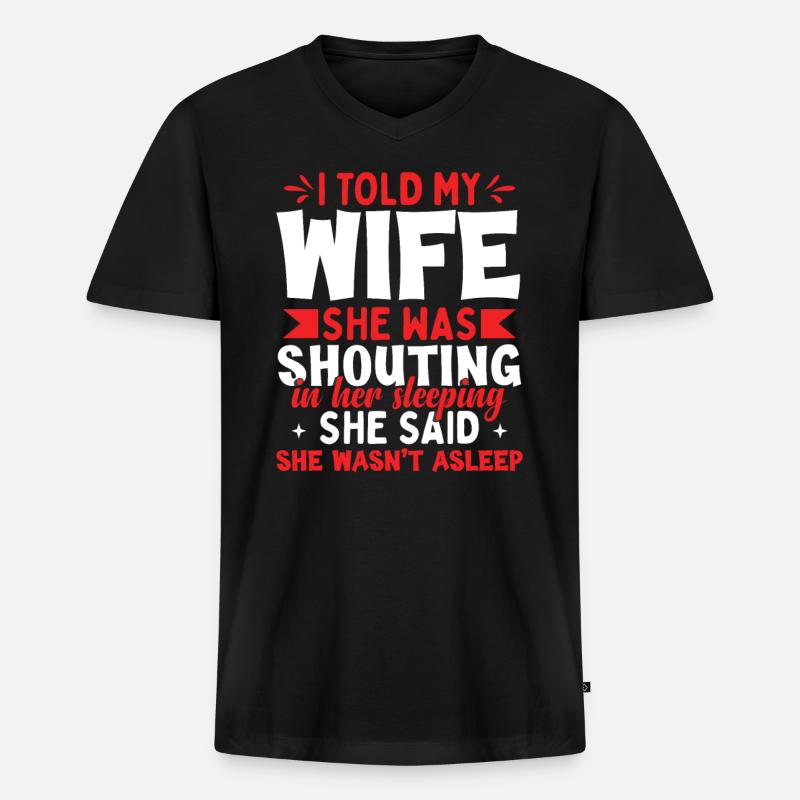 Ehemann Ehefrau Witz Lustig - Männer Premium Bio T-Shirt mit V-Ausschnitt - Schwarz