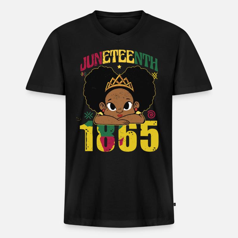 Mädchen Juneteenth - Männer Premium Bio T-Shirt mit V-Ausschnitt - Schwarz