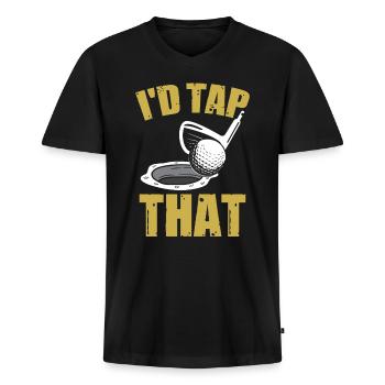 Funny Golf Player Golfer - Men's Premium Organic T-shirt with V-neck - black - Front - Nico (187cm)