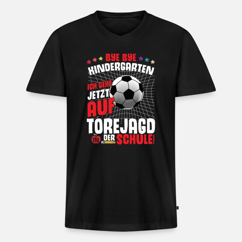 Fußball Einschulung 1. Klasse - Männer Premium Bio T-Shirt mit V-Ausschnitt - Schwarz