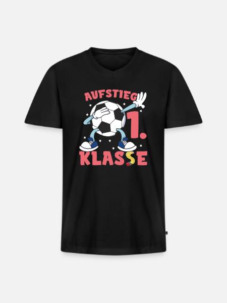 Fußball Schulkind Einschulung - Männer Premium Bio T-Shirt mit V-Ausschnitt - Schwarz
