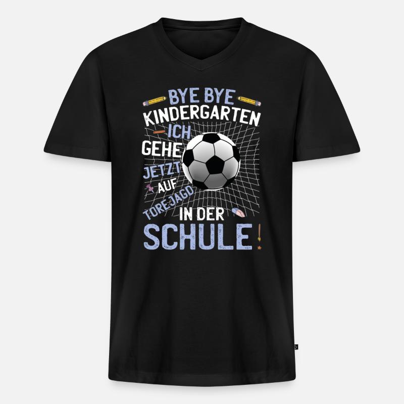 Fußball Schule Schulanfang - Männer Premium Bio T-Shirt mit V-Ausschnitt - Schwarz