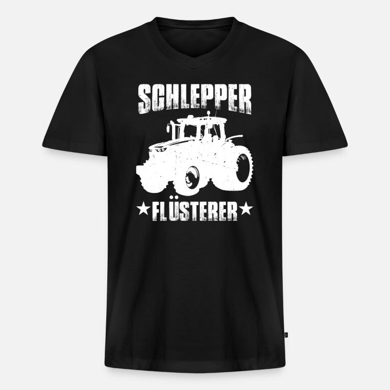 Schlepper Traktor Sprüche - Männer Premium Bio T-Shirt mit V-Ausschnitt - Schwarz