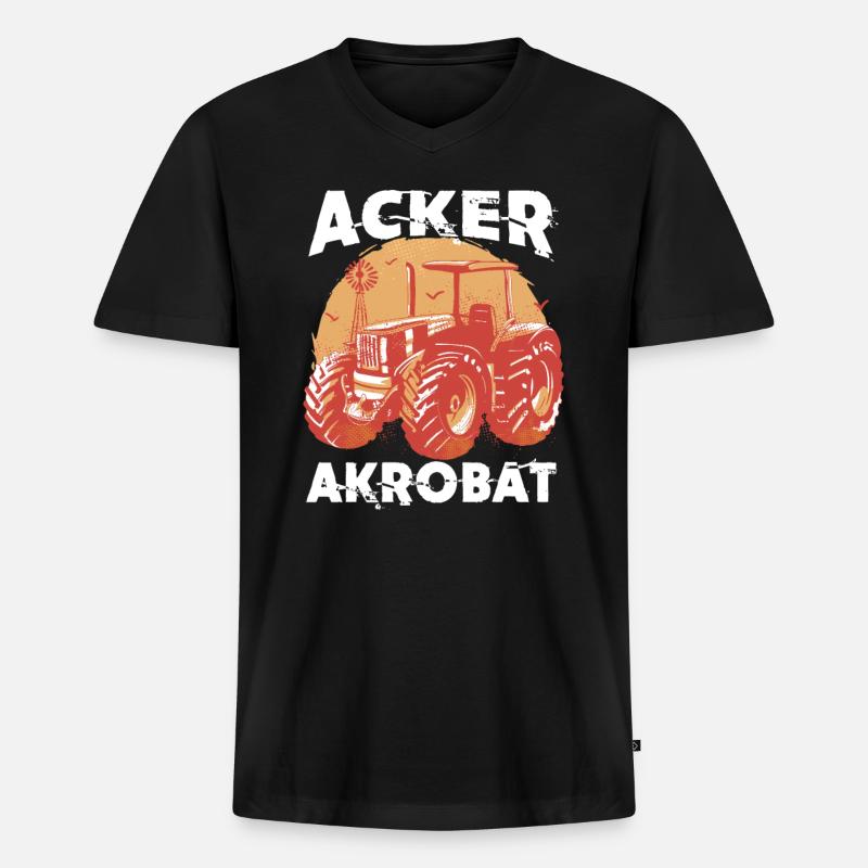 Acker Akrobat Schlepper Traktor - Männer Premium Bio T-Shirt mit V-Ausschnitt - Schwarz