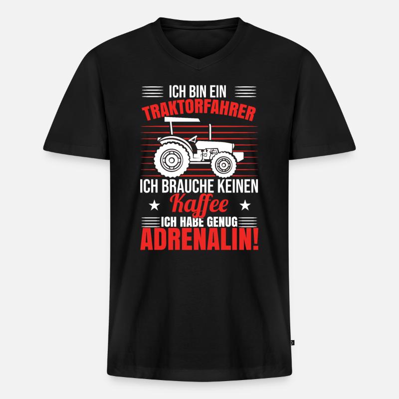 Traktor Sprüche Lustig - Männer Premium Bio T-Shirt mit V-Ausschnitt - Schwarz