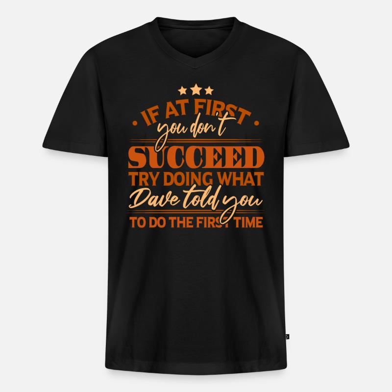 Name: David Dave Gift - Männer Premium Bio T-Shirt mit V-Ausschnitt - Schwarz