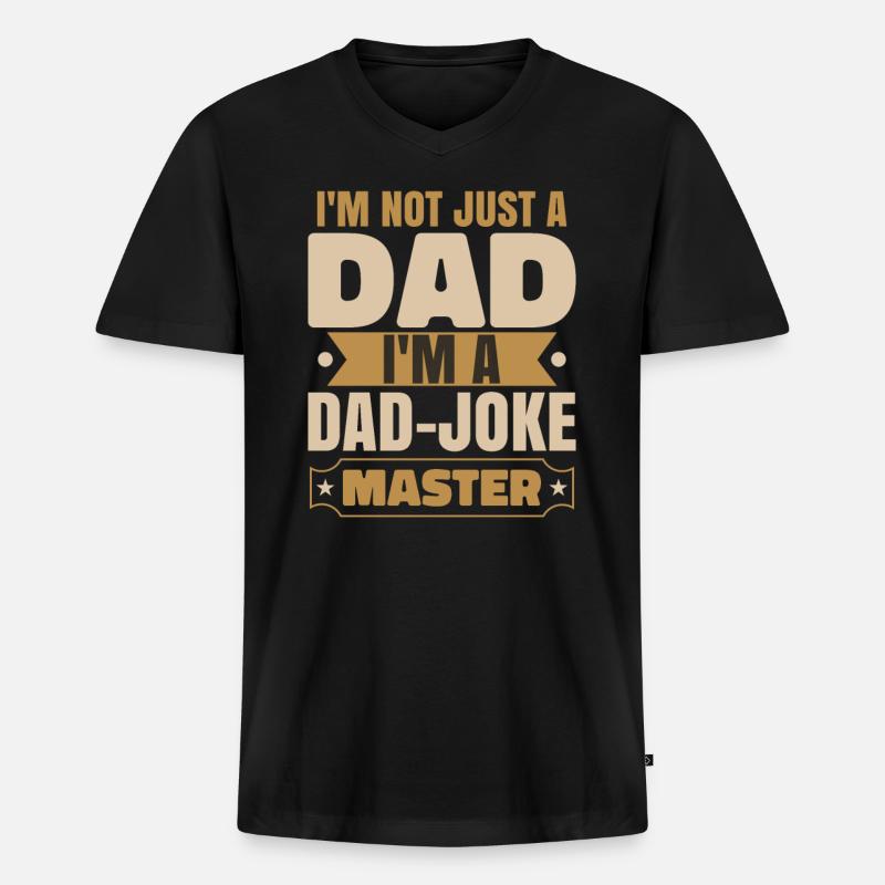 Ich bin ein Papa-Witze-Meister - Männer Premium Bio T-Shirt mit V-Ausschnitt - Schwarz