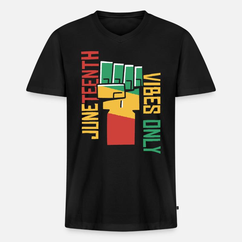 Nur Juneteenth-Vibes - Männer Premium Bio T-Shirt mit V-Ausschnitt - Schwarz