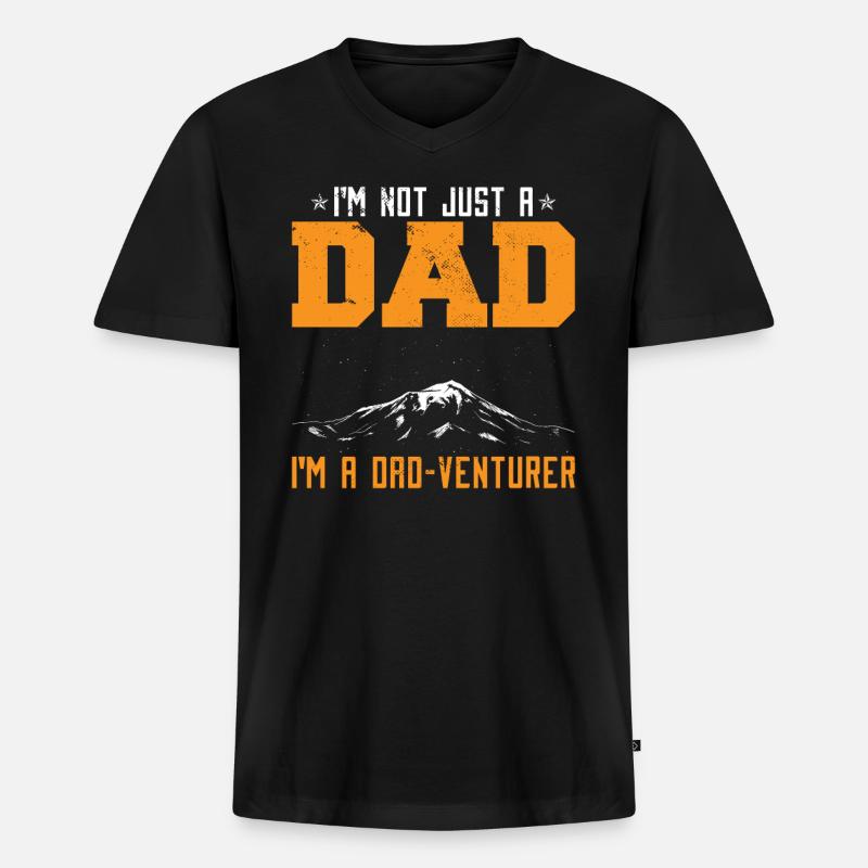 Camping Papa - Männer Premium Bio T-Shirt mit V-Ausschnitt - Schwarz