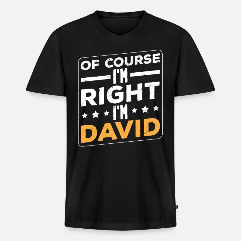 Ich bin David - Männer Premium Bio T-Shirt mit V-Ausschnitt - Schwarz