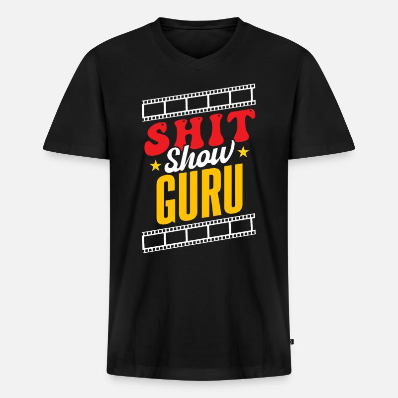 Scheiße-Show-Guru - Männer Premium Bio T-Shirt mit V-Ausschnitt - Schwarz
