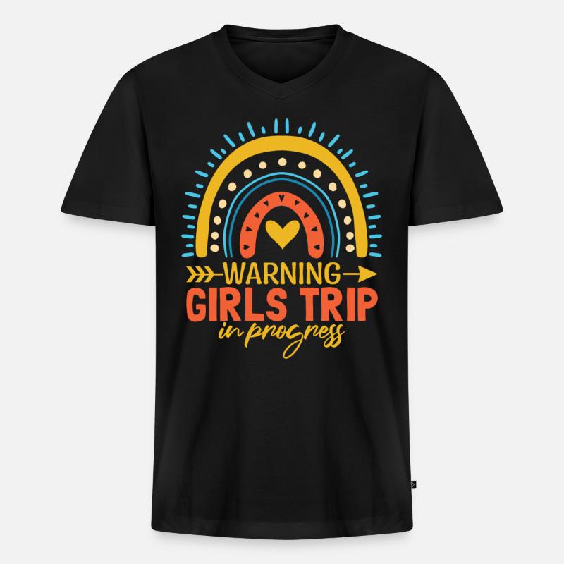 Mädchenreise Urlaub Regenbogen - Männer Premium Bio T-Shirt mit V-Ausschnitt - Schwarz