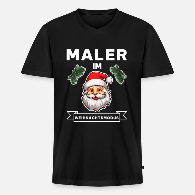 Maler Weihnachten Weihnachtsmann Beruf Spruch - Männer Premium Bio T-Shirt mit V-Ausschnitt - Schwarz