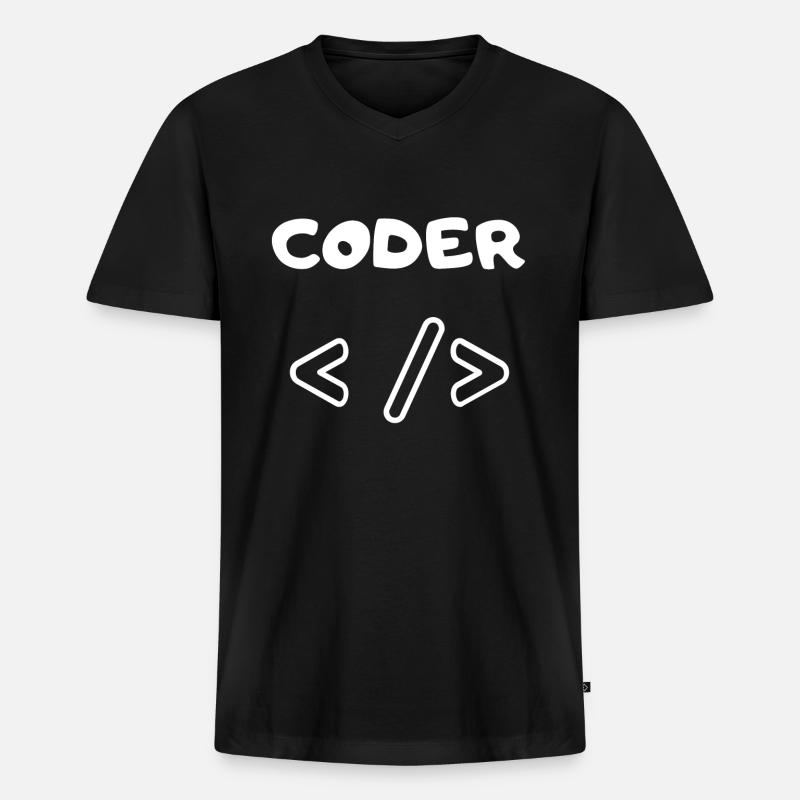 CODER WEB ENTWICKLER - Männer Premium Bio T-Shirt mit V-Ausschnitt - Schwarz