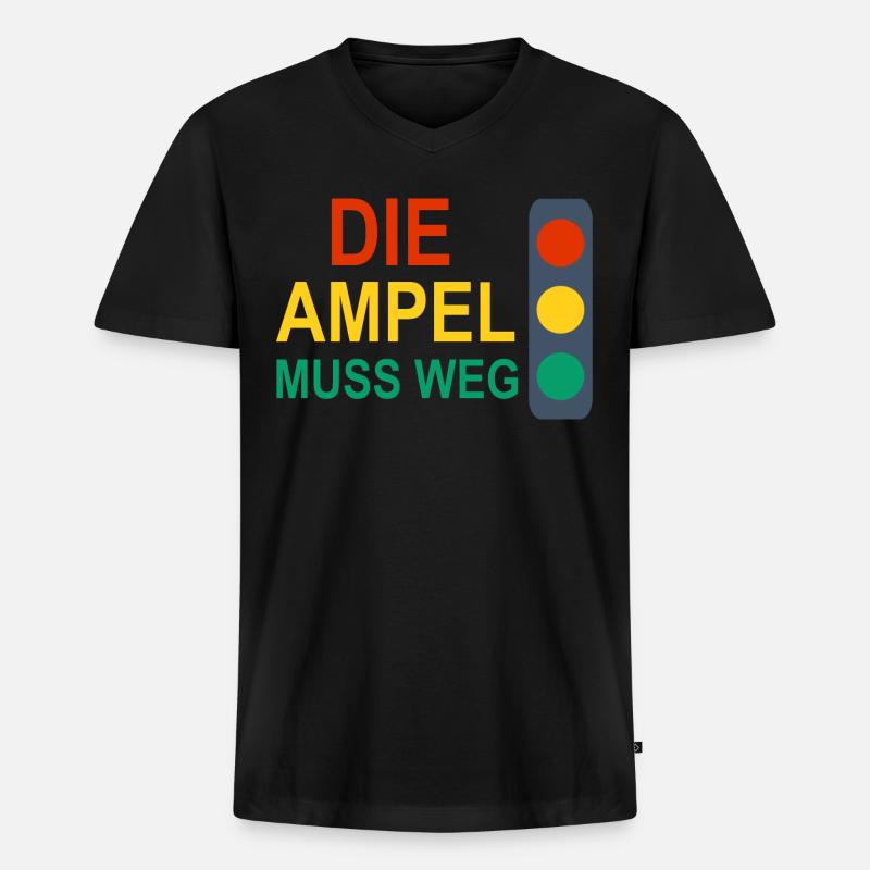Die Ampel muss Weg - Männer Premium Bio T-Shirt mit V-Ausschnitt - Schwarz