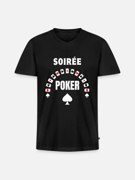 Soirée Poker As de Pique - T-shirt encolure en V Premium bio Homme - noir